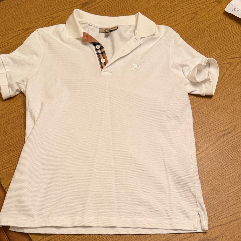 Burberry White Polo Shirt with Check Collar